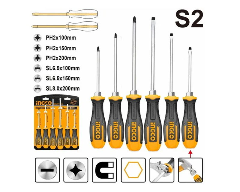 SET DE 6 TOURNEVIS À ZONE DE FRAPPE